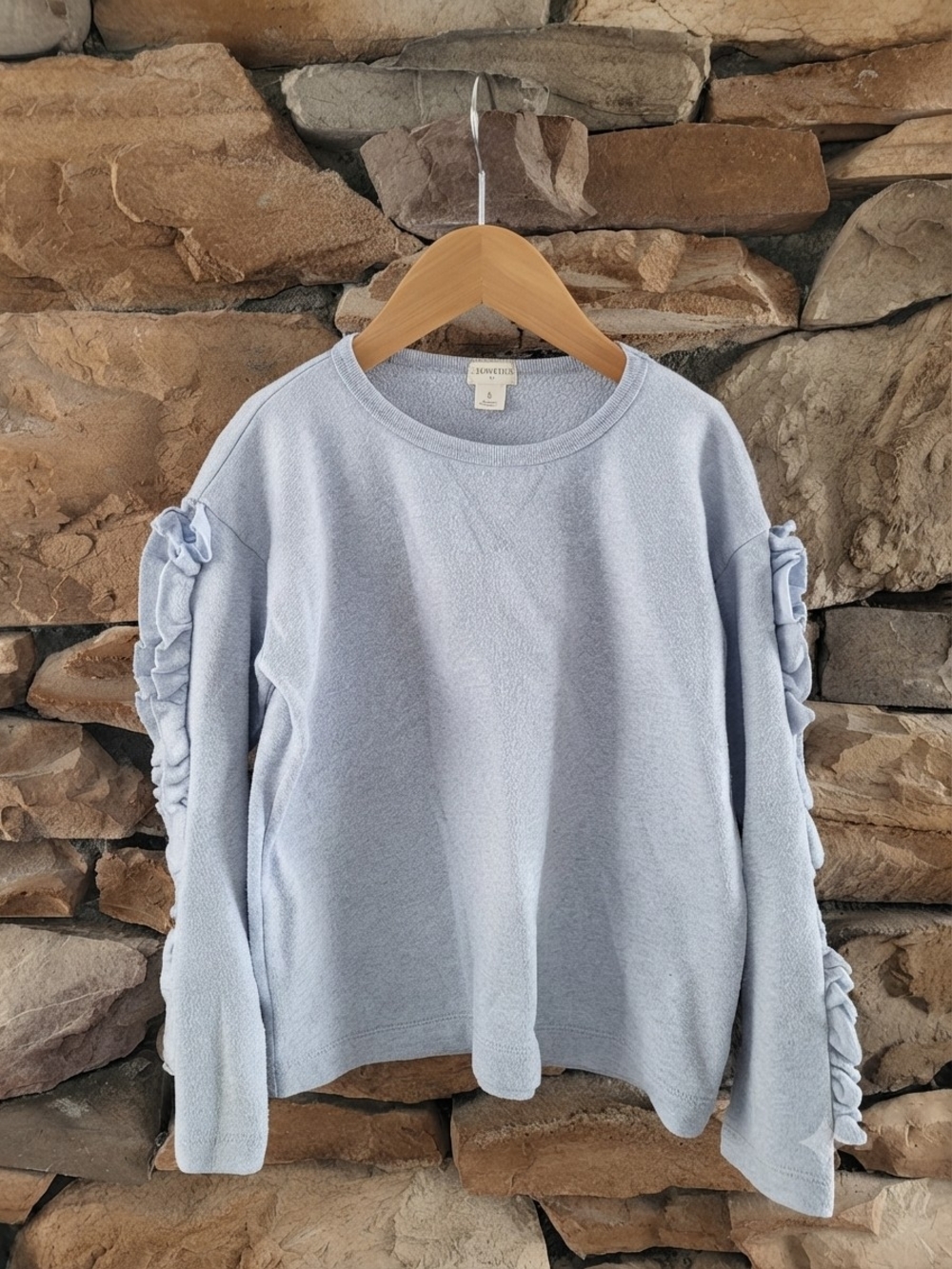Crewcuts Girls Light Blue Ruffle Sleeve Sweatshirt Size 8